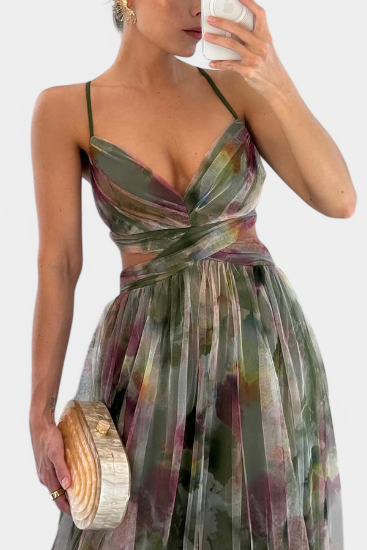 Ingrid | Vestido Maxi Floral con Escote en V