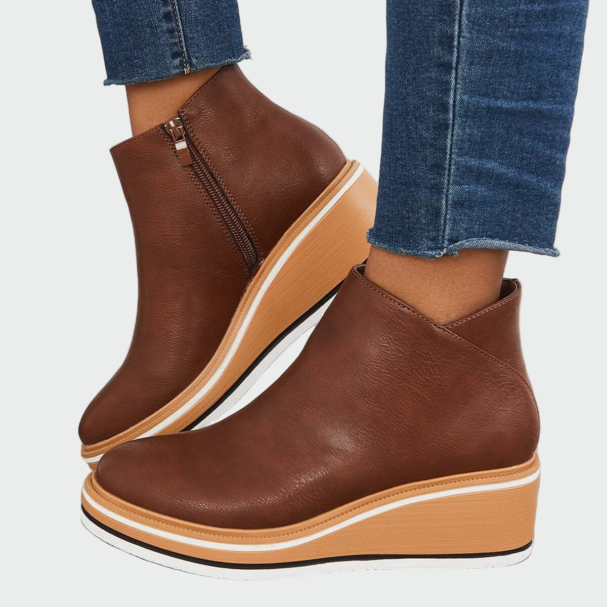 Rebeca | Botines de Cuero Ortopédicos Negros con Cuña