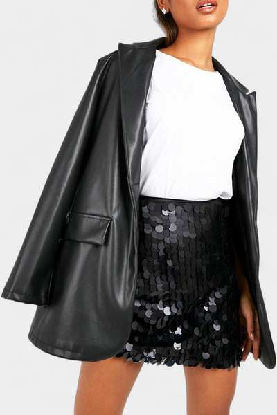 Veena | Falda Mini de Lentejuelas en Negro, Dorado o Plata