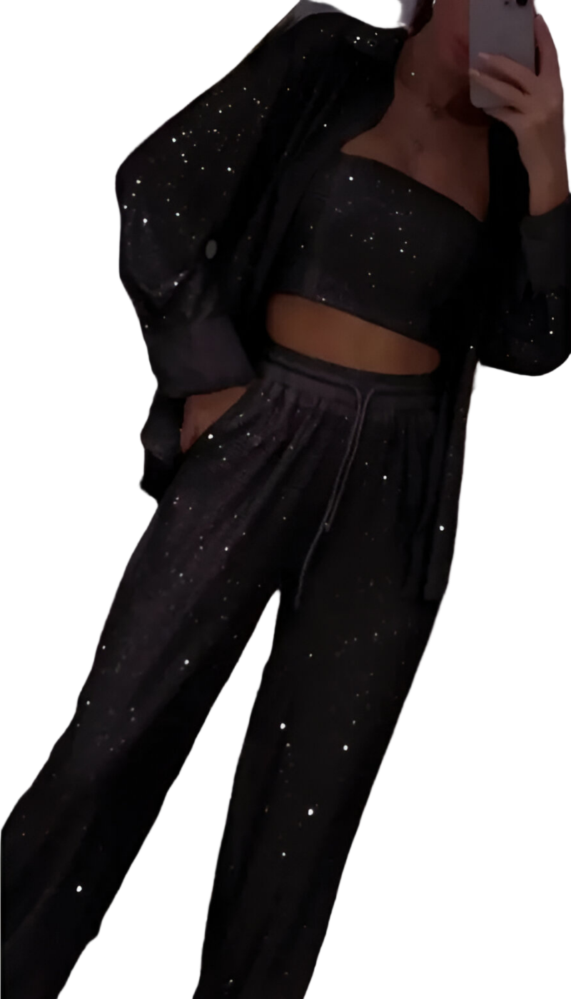 Nola™ | Conjunto de lounge moderno de 3 piezas con lentejuelas