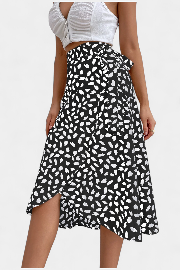 Camila | Falda Envolvente Boho con Estampado Asimétrico