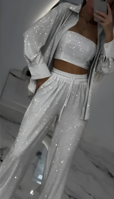 Nola™ | Conjunto de lounge moderno de 3 piezas con lentejuelas