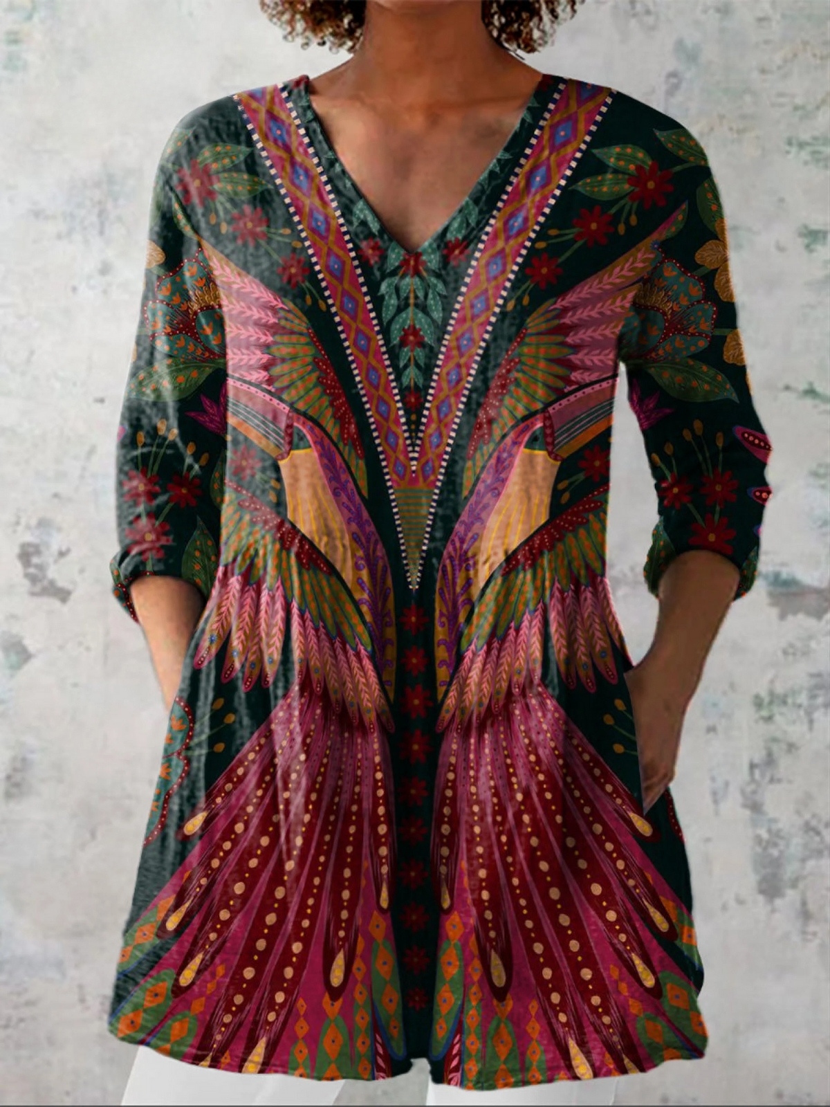 Adrianna | Camisa Larga con Escote en V