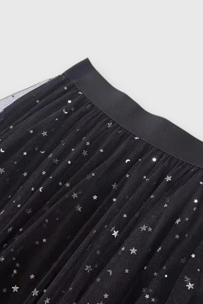 Colette | Falda de Lentejuelas con Dobladillo Fruncido y Cintura Alta