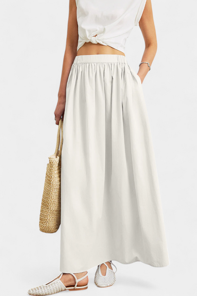 Yora | Falda A-Line de Algodón con Cintura Elástica y Bolsillos