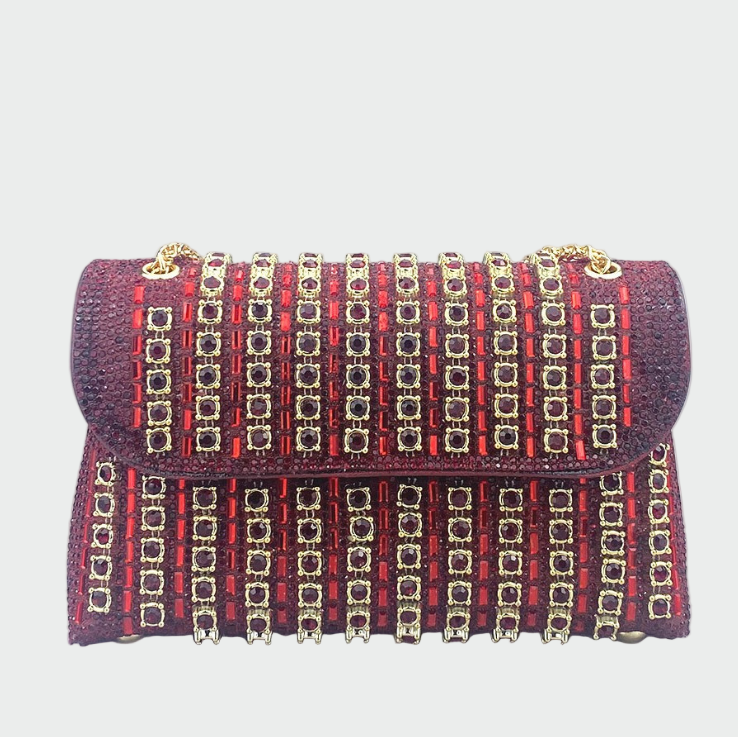 Alba | Bolso de Hombro con Cadena Chic y Diamantes de Color