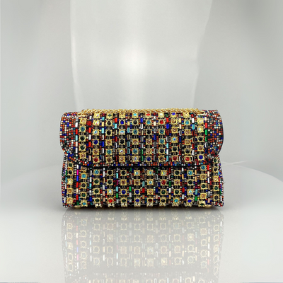 Alba | Bolso de Hombro con Cadena Chic y Diamantes de Color