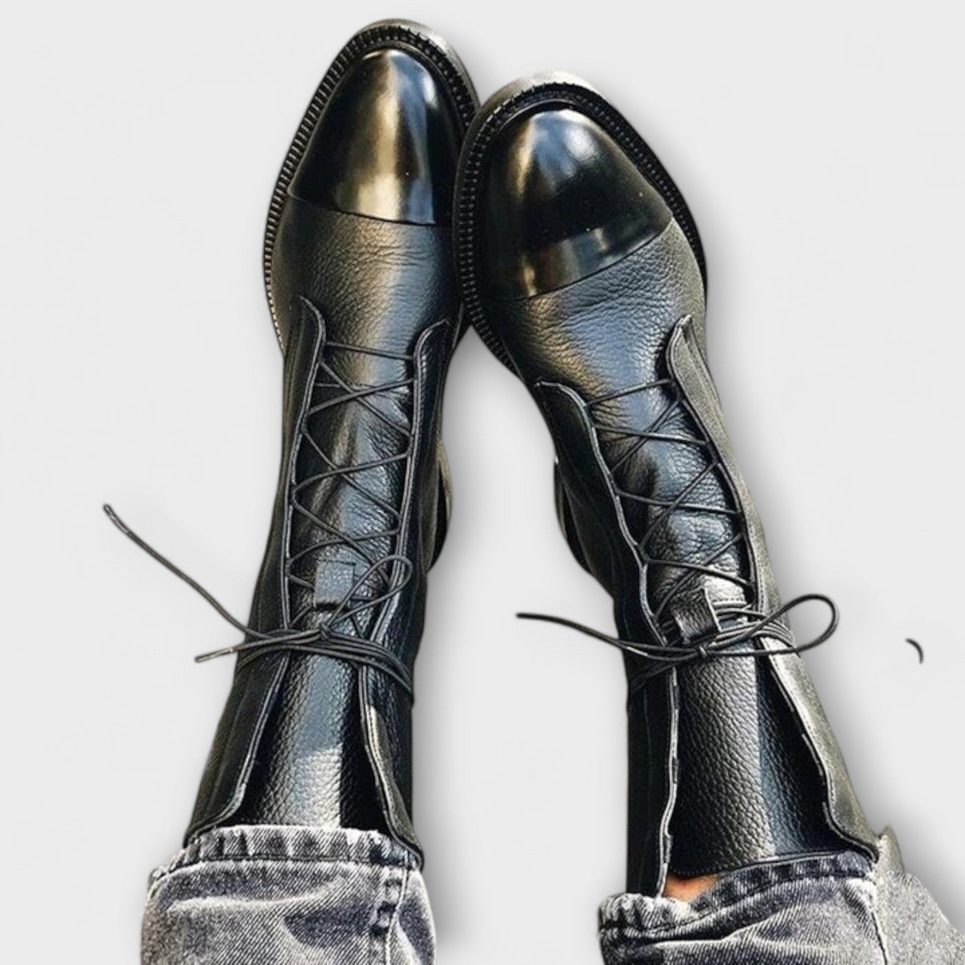 Gabriela | Botas De Cuero Sintético Negro De Alta Calidad