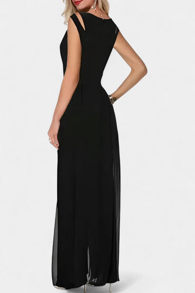 Nadia | Mono Elegante sin Mangas con Transparencia Frontal