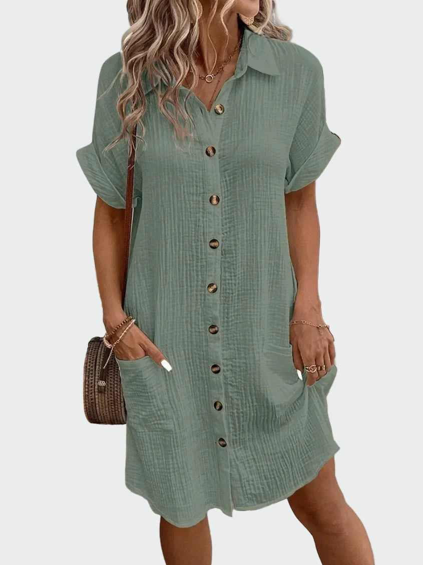 ELIRA | VESTIDO CAMISERO LIGERO Y NATURAL