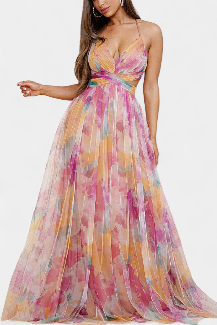 Ingrid | Vestido Maxi Floral con Escote en V