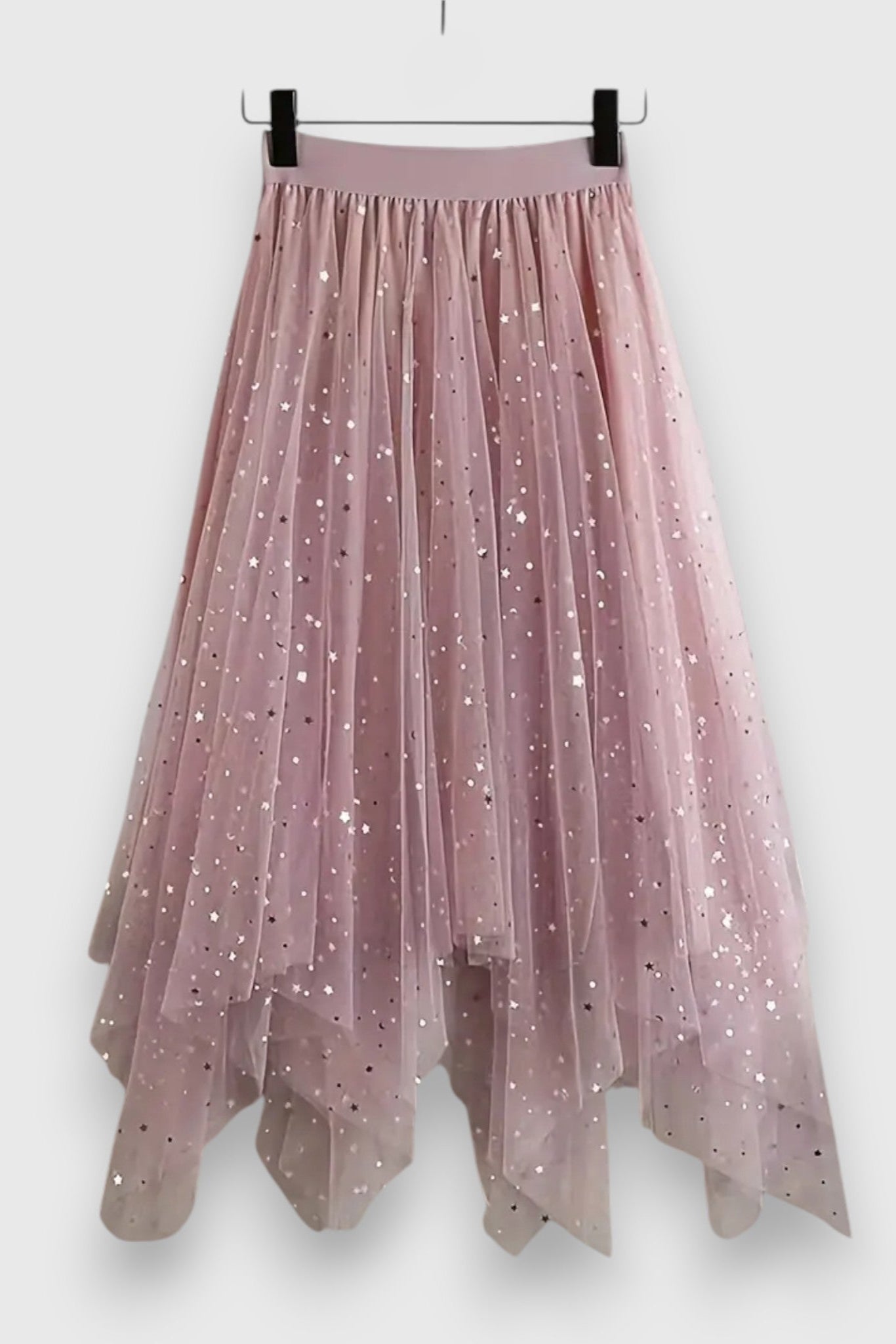 Colette | Falda de Lentejuelas con Dobladillo Fruncido y Cintura Alta