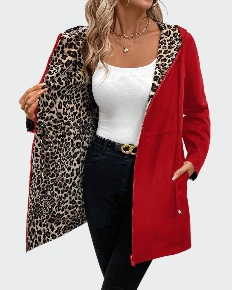 Elena | Chaqueta reversible con estampado de leopardo
