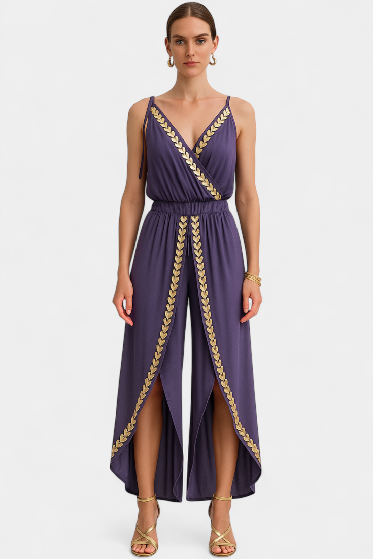 Donatila | Mono Único con Detalles Dorados y Pierna Abierta