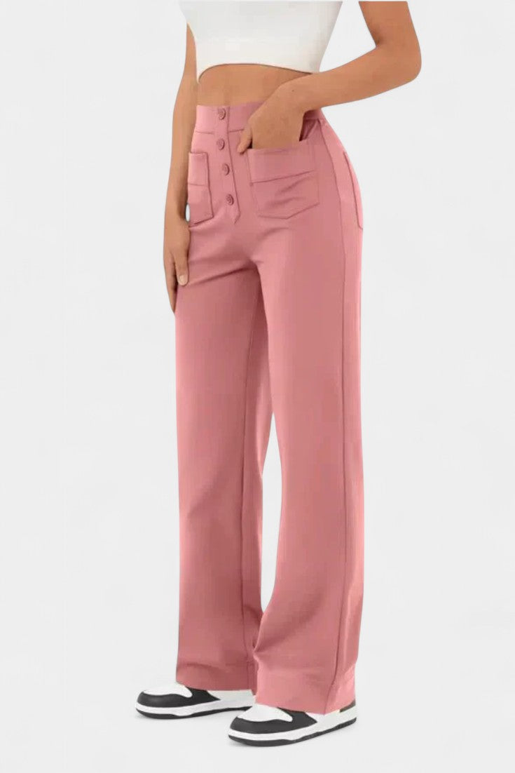 Nova | Pantalones Rectos de Cintura Alta y Elasticidad