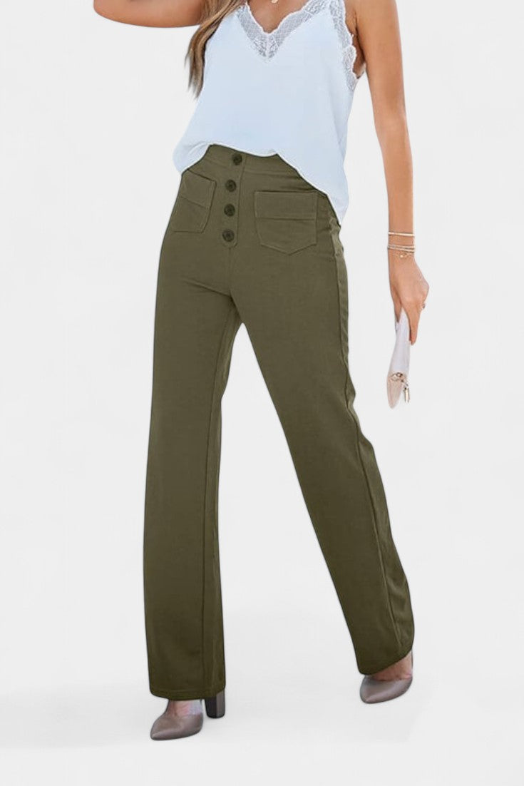 Nova | Pantalones Rectos de Cintura Alta y Elasticidad