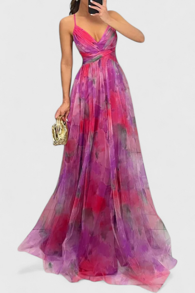 Ingrid | Vestido Maxi Floral con Escote en V