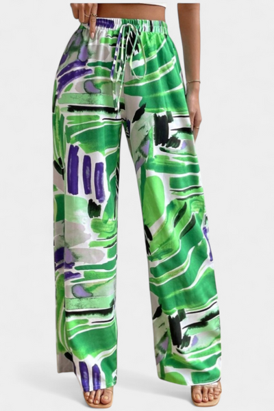 Senda | Pantalones de Pierna Ancha con Estampado Abstracto