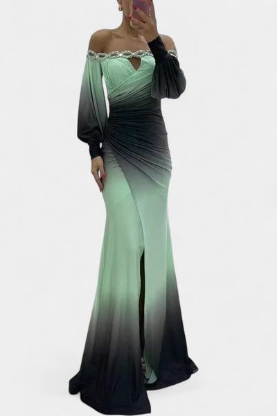 Julitta | Vestido Maxi Ombre con Hombros Descubiertos