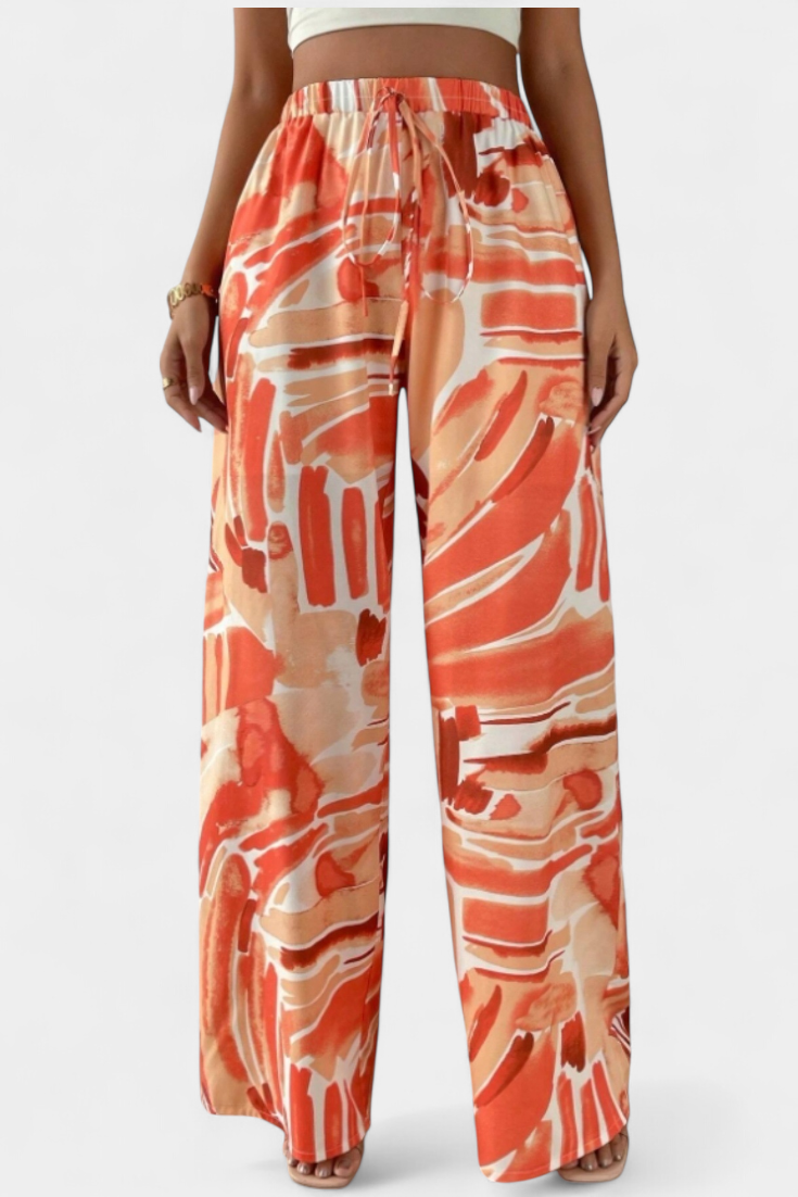 Senda | Pantalones de Pierna Ancha con Estampado Abstracto