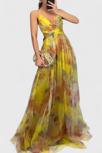 Ingrid | Vestido Maxi Floral con Escote en V