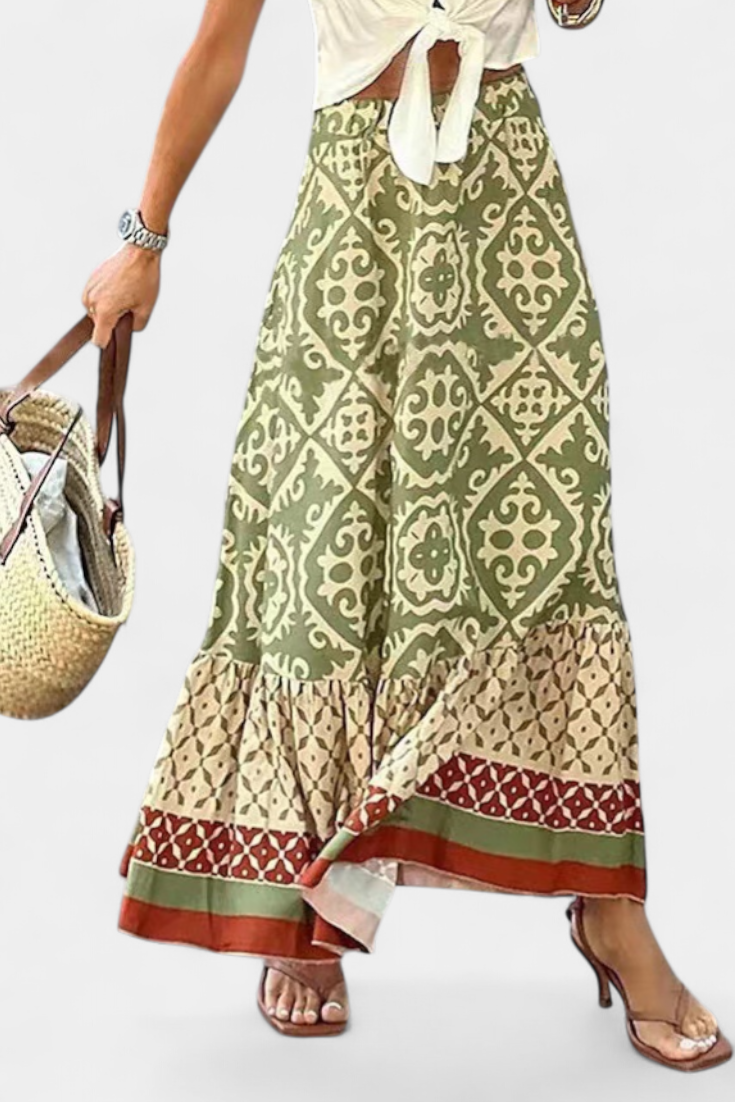 Ethel | Falda Maxi Estampada con Volante