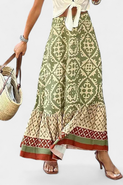 Ethel | Falda Maxi Estampada con Volante
