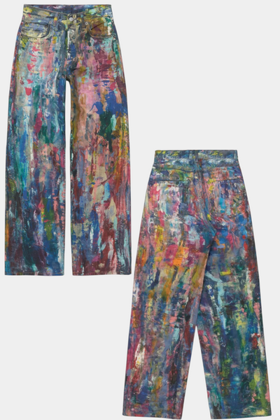 Rana | Pantalones Vaqueros de Pierna Ancha con Estampado Artístico