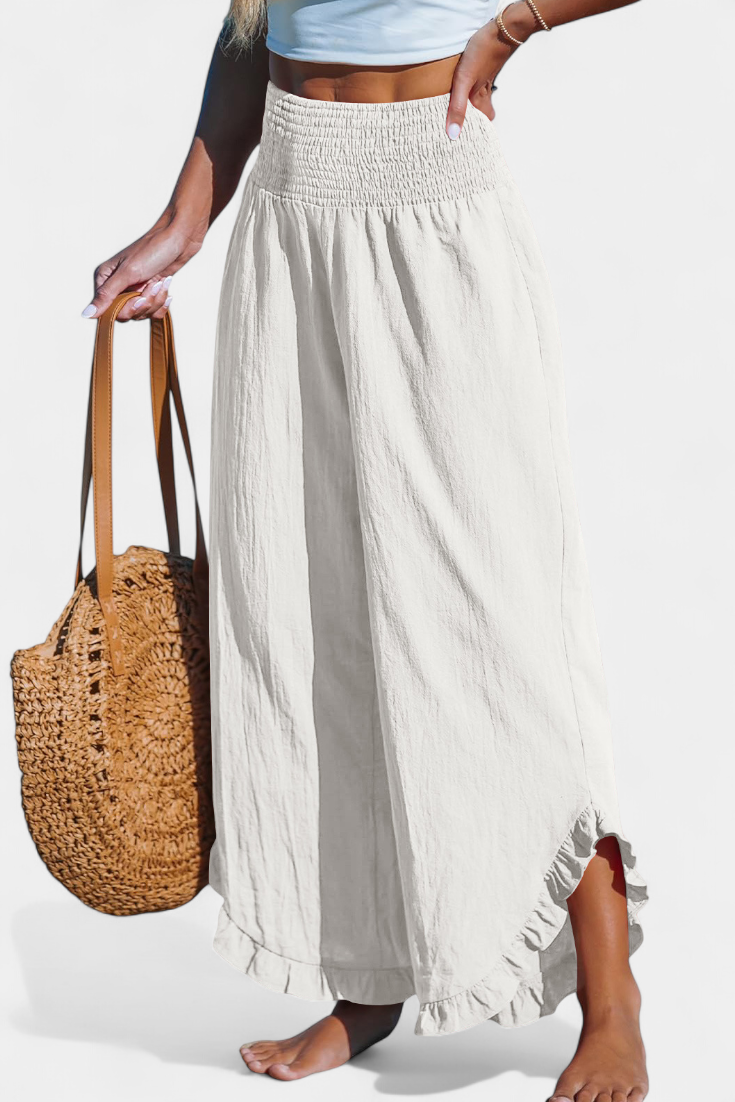 Justina | Pantalón Palazzo con Volantes y Talle Alto