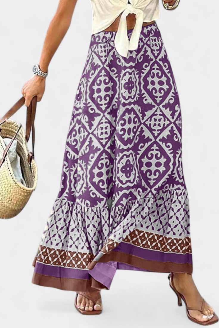 Ethel | Falda Maxi Estampada con Volante