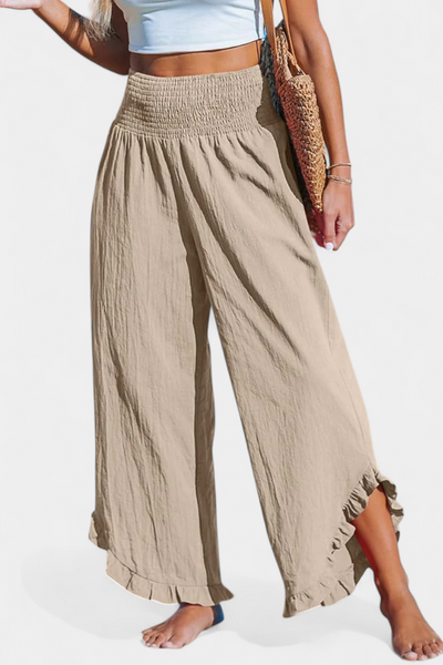 Justina | Pantalón Palazzo con Volantes y Talle Alto