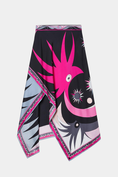 Ciana | Conjunto Satén con Falda Abstracta y Top Halter