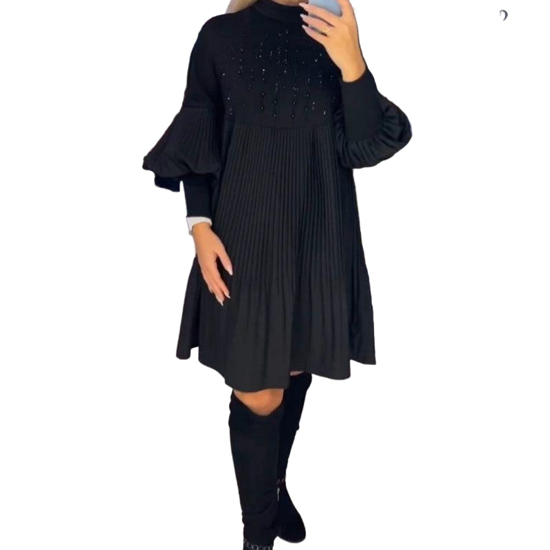 Luna™ | Elegante Vestido Plisado con Mangas Abullonadas